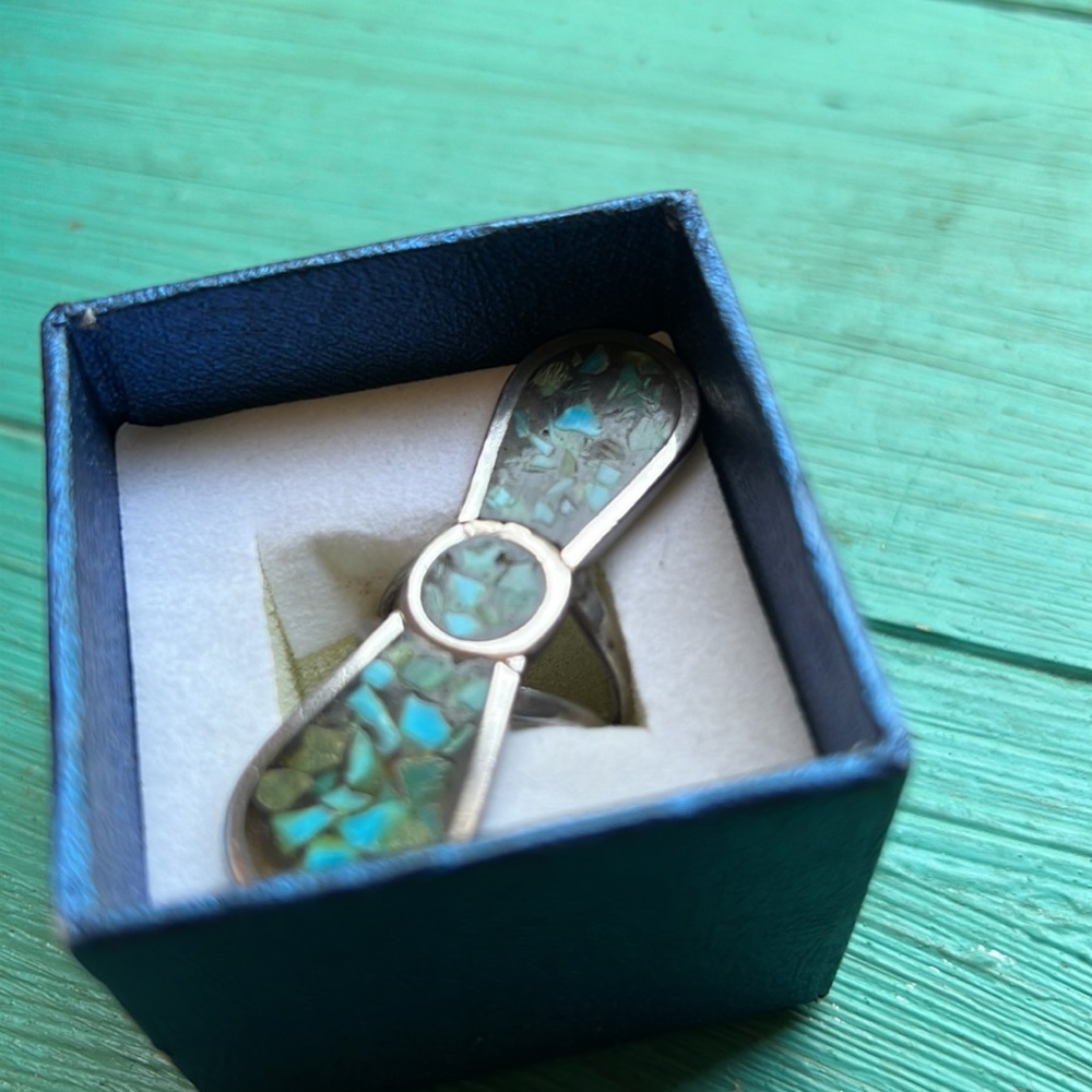 Gorgeous Sterling Silver Unique Ring Turqoise - image 2